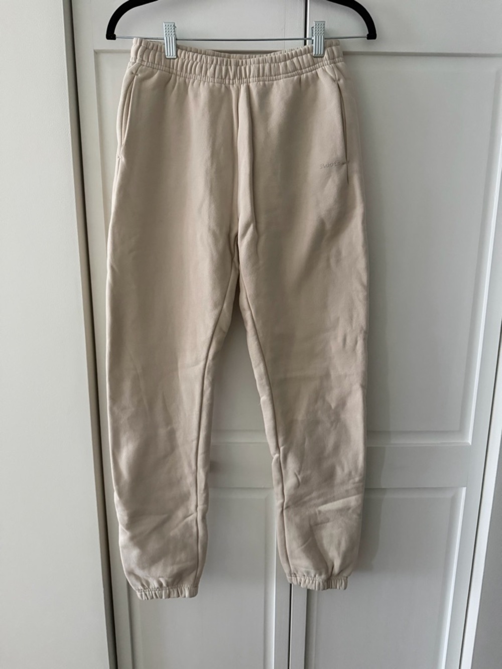 Roots Beige Fleece Sweatpants XS Oversized Joggers Cozy Lounge